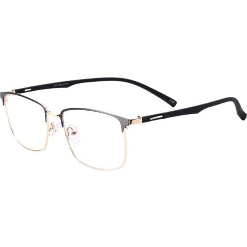 Square Male Fashion Metal Full Rim Eyeglasses Frame With TR90 Temple For Myopia Reading Multifocal Lenses