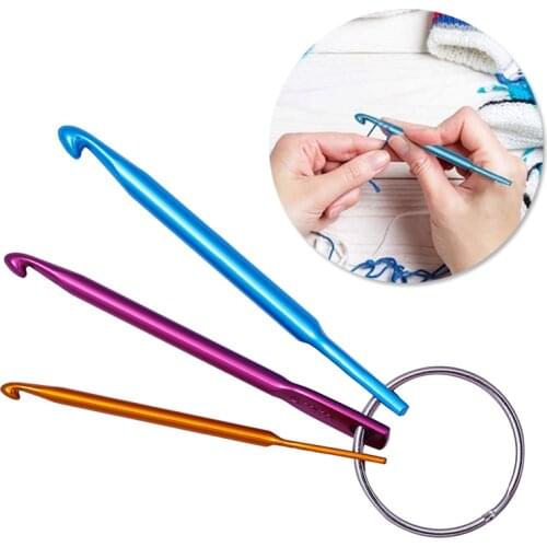 Nonvor Metal Mini Crochet Hooks with Keychain Swivel Hooks Aluminum Knitting Needles Tool Suitable for Yarn Knitting and Sewing