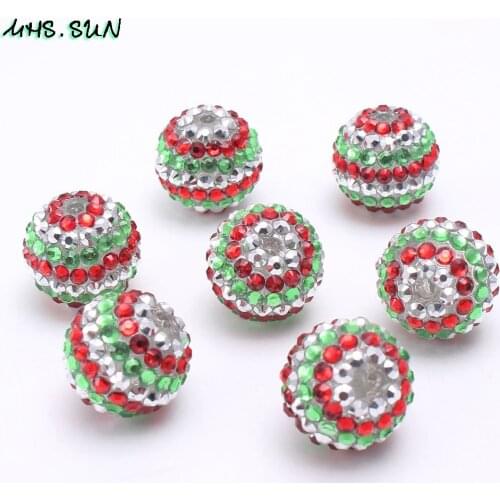 MHS.SUN 50pcs chunky rhinestone beads loose resin ball beads diy jewelry accessories for baby necklace bracelet stripe beads