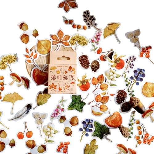 46pcs Leaves falling Sticker box Vintage Autumn Stickers DIY Decoration Scrapbooking Stickers Office School Supplies