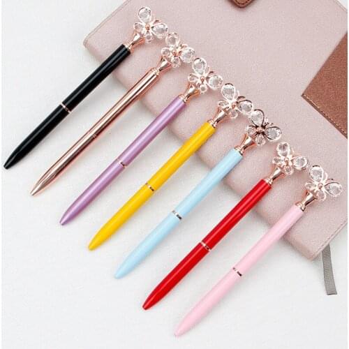 24PCS 2020 New Style Ballpoint Pen Office Supplies Creative Diamond Butterfly Pen Advertising Promotion Fashion Metal Pen