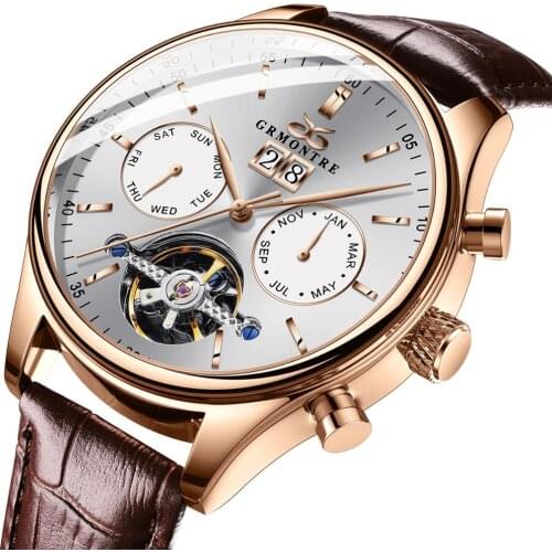 GRMONTRE New Brand Automatic Watch with Luxury Steampunk Men Mechanical Watches Fashion Man Business Hour relogio luxo mecanic