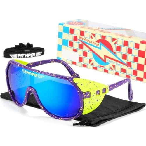 New Pit Viper One Piece Sunglasses Oversized Mirror UV400 Goggle Oval Flat Top Colorful Shades With Free Box