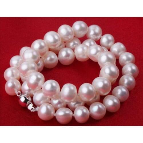 Hot Genuine 9-10mm WHITE south sea AKOYA PEARL NECKLACE 18" AAAA+14K