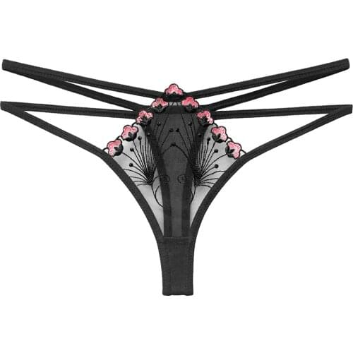 Girls Embroidery Thongs Women Panties Sexy Hollow Mesh G-Strings Female Teenage Fashion Intimates Panti XXS-L 2251