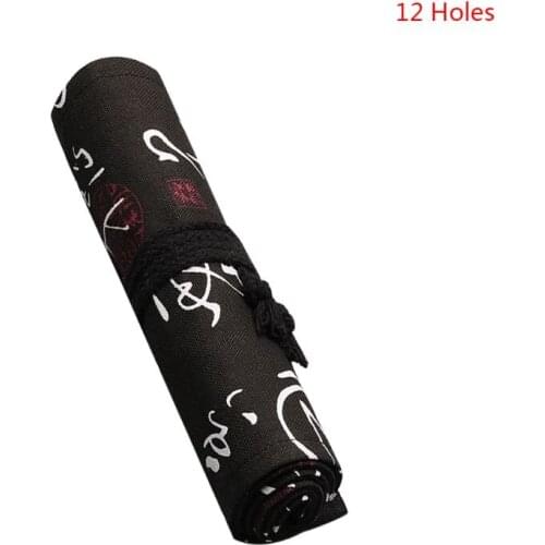 12/24/36/48/72 Holes Cute Canvas Roll Pen Curtain Pencil Bag Case Makeup Pouch