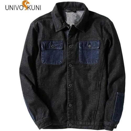 UNIVOS KUNI Casual Mens Denim Jacket Plus Size 4XL Bomber Jacket Men High Quality Cowboy Mens Jean Jacket Chaqueta Hombre J533