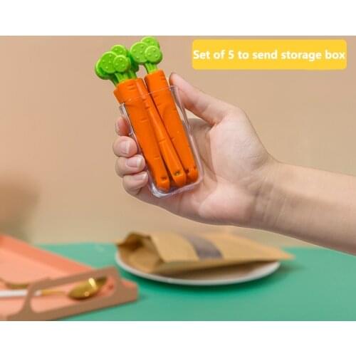 5 Pcs Creative Carrot Plastic Bag Sealer Package Clips Food Bag Closure Fresh-Keeping Sealing Clip Kitchen Organization Items