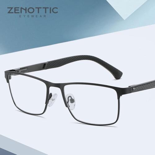 ZENOTTIC Alloy Optical Glasses Frame Men Business Style Square Eye Myopia Prescription Eyeglasses Ultralight Optical Spectacles