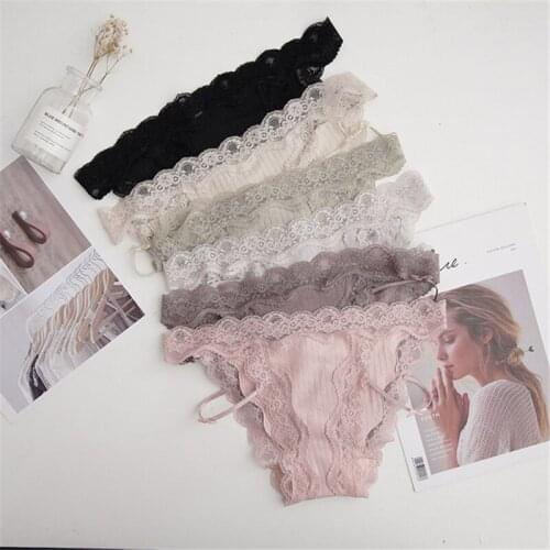 Ladies Sexy Lace Trim Panties T-pants Cute Seamless Panties Comfortable Breathable Briefs Panties A19304