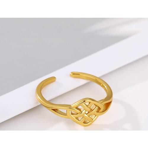 Stainless Steel Pattern Ring Wedding Party Classic Gold Plating Connection Pattern Jewelry For Woman 3 Colors Couple Rings
