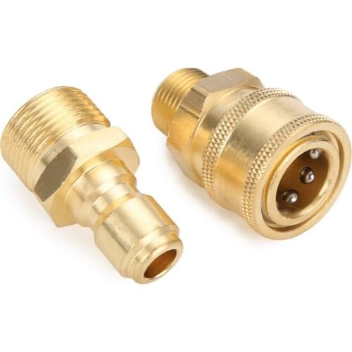 1 Pair Brass Quick Couplers 3/8" M22 Quick Release Pressure Washer Adapter Connector Coupling 14.8MM For Garden Joints