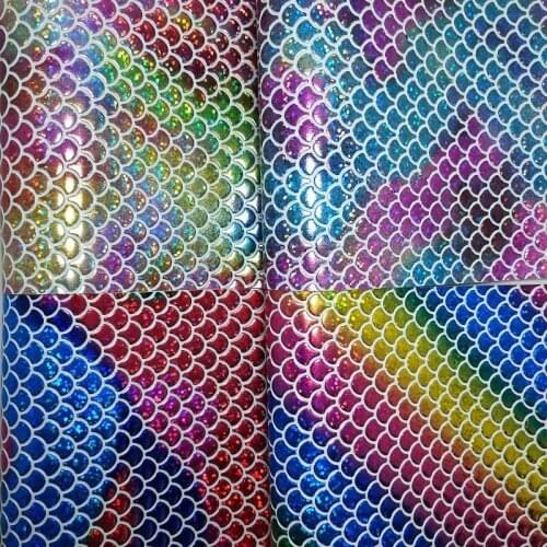 1PC 21X29CM Synthetic Letaher, Cuero Sintetico Rainbow Mermaid Leather For Making Bows Accessories LEOsyntheticoDIY T116A