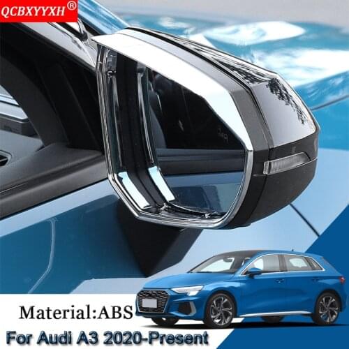 2pcs/set Car Styling For Audi A3 2020-Present Car Rearview Mirror Rain Eyebrow Sequins Auto Rainproof Stickers Auto Accessories