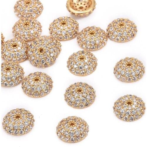 20pcs 8x3mm Mixed Color Apetalous Brass Micro Pave Cubic Zirconia Bead Caps End Caps Loose Spacer Bead for Jewelry Making