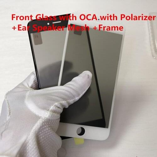 20pcs Cold Press OCA+Polarizer Film For iphone 7 8 plus 5 5s Front Glass with OCA with Polarizer +Ear Speaker Mesh Frame Bezel