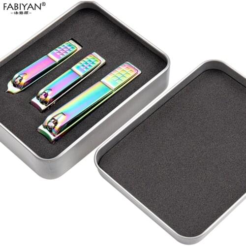 3Pcs/Set Nail Clipper Portable Stainless Steel Cutter Nipper Trimmer Knife Manicure Pedicure Set Nail Art Tools Black Rainbow