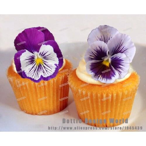 24 Purple White Pansy Flower Edible Cake Topper Wafer Rice Paper Cake Cupcake Topper Birthday Wedding Cake Decoration Supply