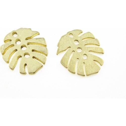Brass monstera charm Brass leaf pendant Earrings finding 11.8x10.5x0.9mm Brass findings -6pcs R1462