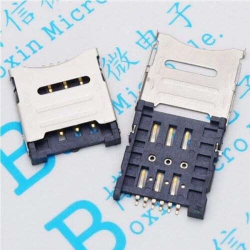 6P 6-pin Micro SIM card slot socket adapter Clamshell Gold plating high quality for SMT SIM800C SIM868 SIM900 PCB board