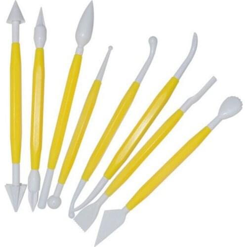 8pcs/set Fondant Carving Knife Flower Modelling Cake Baking Decorating Sugar Craft DIY Shaping Tool