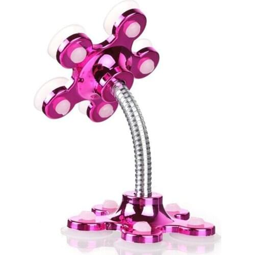 Car Double Suction Cup Mobile Phone Holder Petal Shaped Sucker Vehicle Bracket