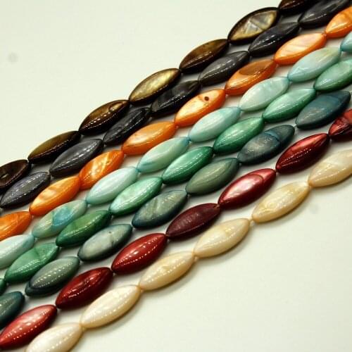 Natural Round marquise shape 47 Shell Beads For Jewelry Making 15inches 4x8mm Womens Bracelet Necklace Jewelry