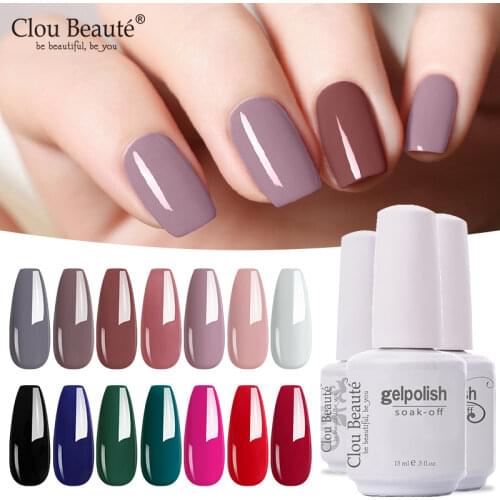 Clou Beaute 15ML Nail Polish Gel Varnish Glitter Top Base Coat Nails Lacquer Semi Permanent Peel Off UV LED Nail Art 115 Colors
