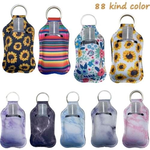 Hand Sanitizer Holder Keychains Portabl Covers Neoprene Wristlet Keychain Lanyards Protective Cases Colors for Girls Women