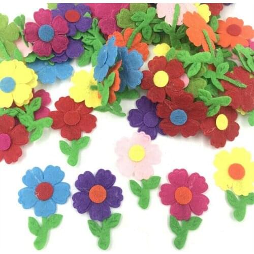 DIY 100PCS Felt Appliques Flower shape Decorative crafts Scrapbooking 38mm
