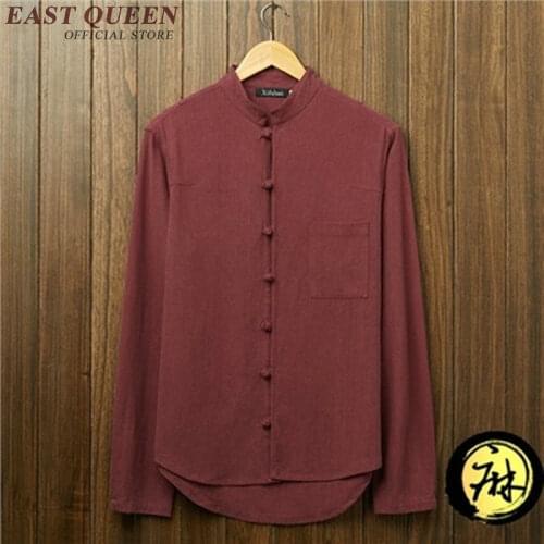 T shirt male traditional chinese clothing for men Line long sleev shirt man chinese traditional men clothing KK1657 H
