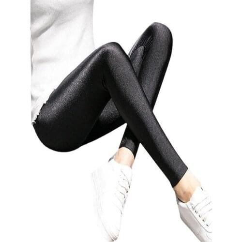 VIIANLES Neon Leggings Women Multiple Color Black Legging Skinny High Elastic Pants Casual Fluorescent Shiny Pant Leggings