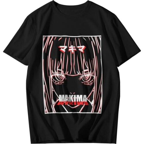 Male Chainsaw Man T-Shirt Graphic Anime Manga Makima Glitch Tshirt Short Sleeve Cool T Shirt Homme Cotton Tee Tops Gift