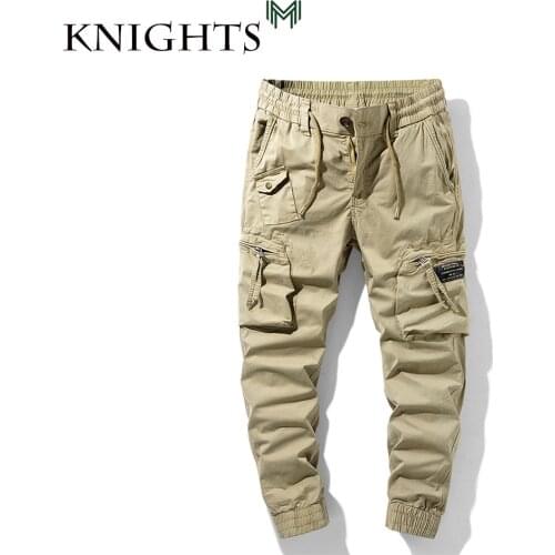 2021 New Spring Mens Cotton Cargo Pants Clothing Autumn Casual Fashion Elastic Waist Quality Pantalones Cargo Pants Men