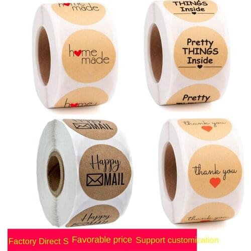 Kraft paper roll sticker thank you sticker happy mail sticker baking manual love envelope decoration