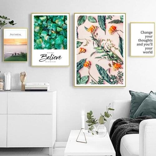 Believe Wall Art Prints Seaside Scenery Overlooking Canvas Painting English Quotes Poster Home Decor For Living Room Artwork