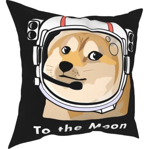 Doge To The Moon Dogecoin Throw Pillow Cover Polyester Cushions for Sofa Bitcoin GME WSB Stock Stonks Trader Meme Cushion Covers