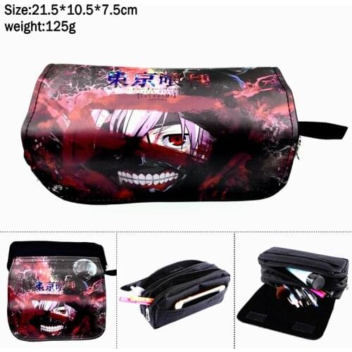 Anime Tokyo Ghoul Nylon Pencil Case Boy Girl Zip Cosmetic Bags Cartoon Student Penbag Multifunction Travel Makeupbag Stationery