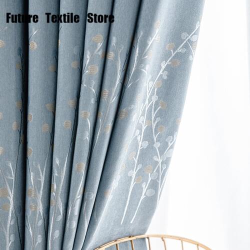 2021 New Thick Slub Cotton Jacquard Blackout Jacquard Curtain Finished Modern and Simple Curtains for Living Dining Room Bedroom