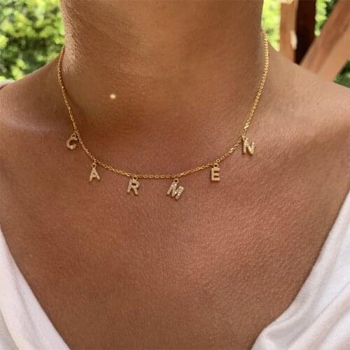 Custom Name Letter Pendant Necklace For Women DIY Initial Choker Pendant Necklaces Accessories Jewelry Gift Bijoux Femme