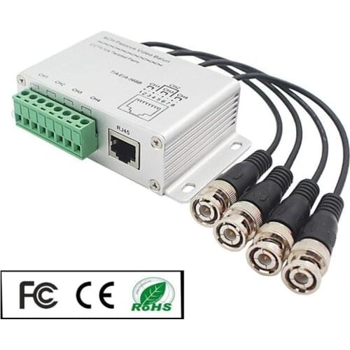 Pripaso 4-CH 720P/1080P HD Passive Video Balun CCTV Camera Transceiver BNC to Cat5e RJ45 UTP Cable Converter 4CH Video Balun