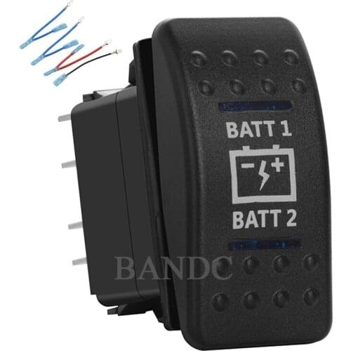 BATTERY 7Pins On-Off- On DPDT Blue Led Toggle Switch for ARB/Carling/NARVA 4x4 Style，12V 20A 24V 10A，Jumper Wires