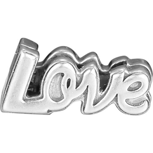 Fits Pandora Reflexion Bracelet 925 Sterling Silver Letter of Love Clip Charms Silicone Beads for Jewelry Making Kralen