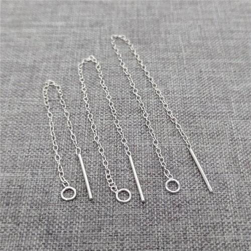 4prs of 925 Sterling Silver Cable Chain Ear Earing Threaders Rhodium Plated