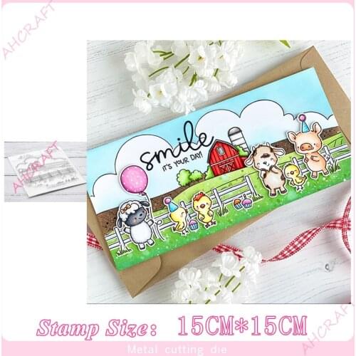 Farmland Background Stamp and Metal Cutting Dies DIY Scrapbooking for Photo Album Decorative Embossing Silicone Clear Stamp 2020