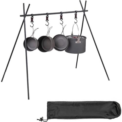 Outdoor Folding Shelf Camping Portable Hanger Light Fix Stand Tent Light Holder 4 Hooks+Aluminum Alloy Bracket+Storage Bag