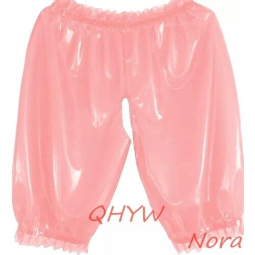 Sexy Handmade Latex Pink Underwear Shorts Briefs Lingerie Shorts Exotic Rubber Underwear Women Panties No Zipper Costumes