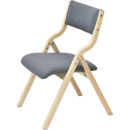 Foldable Household Modern Simple Dining Chair with Backrest Wooden Study Chair Free Installation Washable Coffee Shop Chair