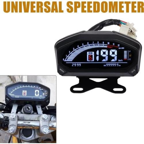 Universal Motorcycle Digital Speedometer Tachometer Dashboard Instrument Panel Meter LCD 12000 RPM For 1 2 4 Cylinder YG150-23