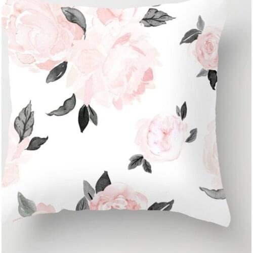 Vintage Blush Floral Decorative Pillowcases Cotton Linen Throw Pillow Case Home Sofa Decor Pillowcase